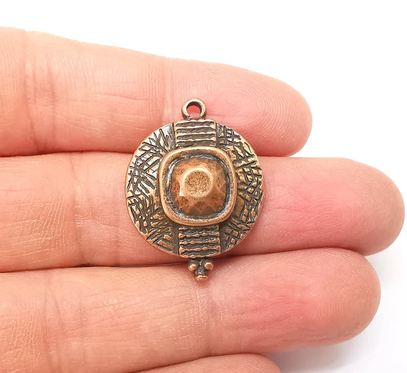 Copper Charms, Boho Charms, Dangle Charms, Earring Charms, Rustic Charms, Necklace Parts, Antique Copper Plated 30x23mm G35353