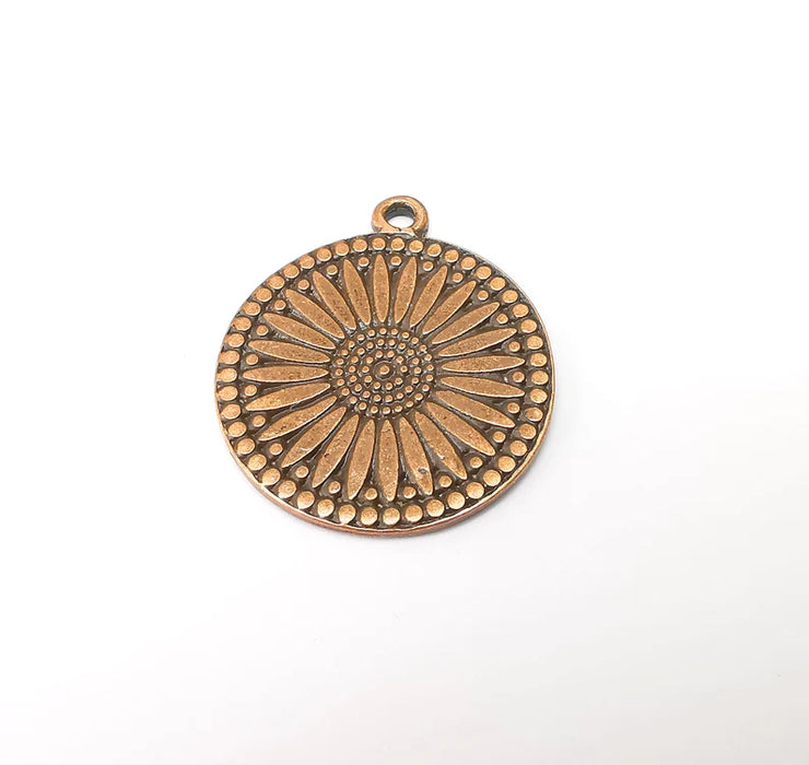 Copper Mandala Charms, Medallion Charms, Locket Pendant, Earring Charms, Boho Charms, Round Charms, Antique Copper Plated (39x32mm) G35354