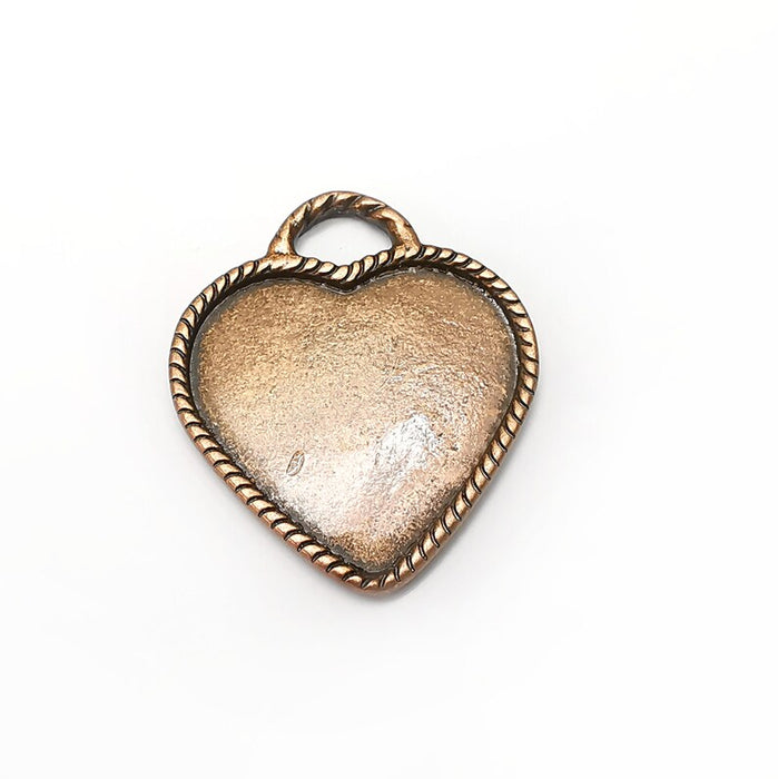 Heart Pendant Blank, Cabochon Bezel, Locket Pendant Base, inlay Mountings, Resin Necklace, Antique Copper Plated Metal (29mm blank) G35363