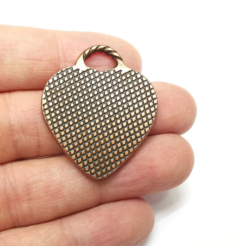 Heart Pendant Blank, Cabochon Bezel, Locket Pendant Base, inlay Mountings, Resin Necklace, Antique Copper Plated Metal (29mm blank) G35363