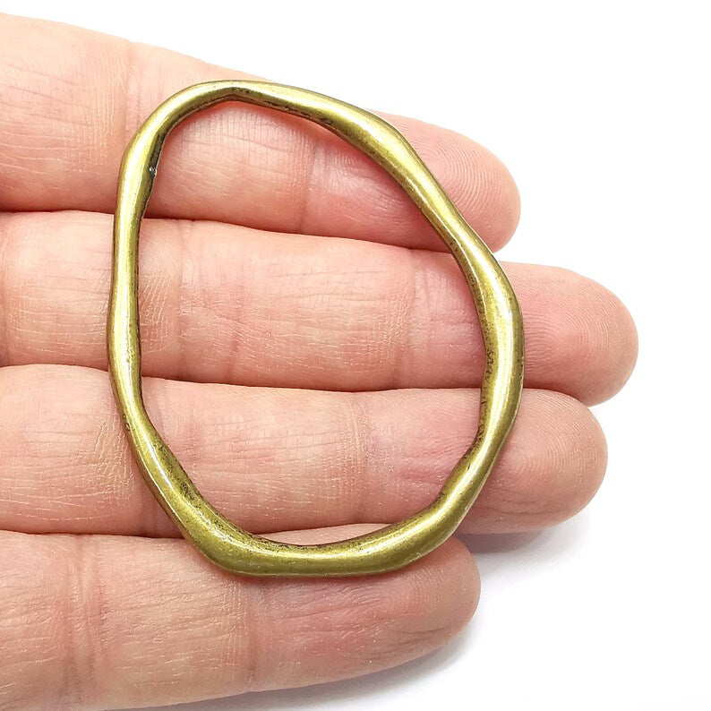 Oval Frame Connector, Jewelry Parts, Bronze Bracelet Component, Antique Bronze Findings, Antique Bronze Plated Metal (59x47mm) G35364