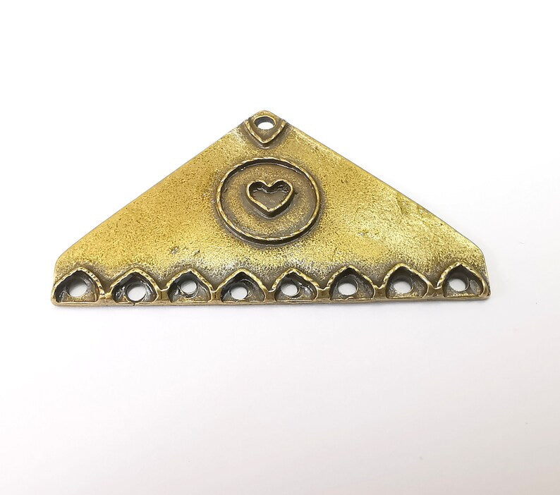 Bronze Triangle Pendant, Ethnic Pendant, Rustic Pendant, Bronze Pendant, Necklace Parts, Antique Bronze Plated 60x35mm G35371