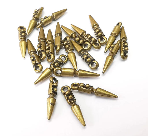 10 Bronze Dangle Charms, Spike Boho Charms, Bracelet Charms, Earring Charms, Necklace Pendant Parts, Antique Bronze Plated 18x3mm G35379