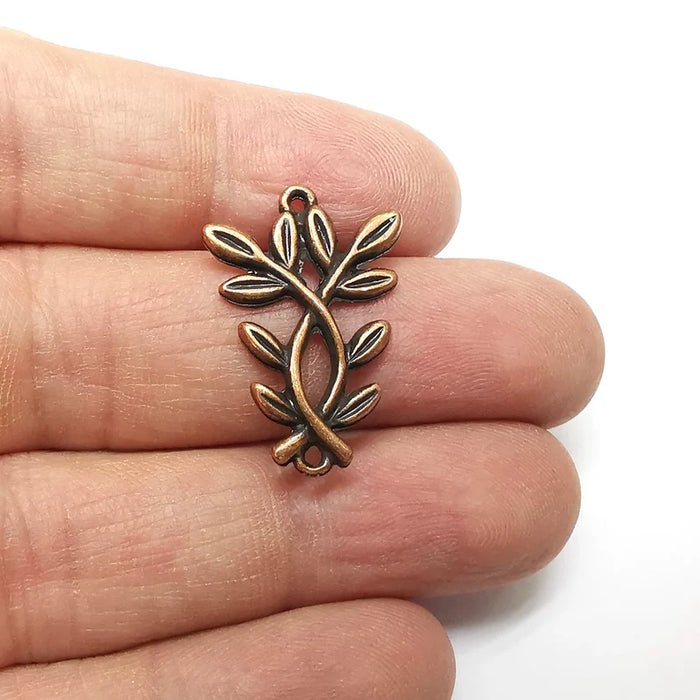 Branch Charms, Leaf Charms, Connector, Locket Pendant, Earring Charms, Boho Charms, Nature Charms, Antique Copper Plated (28x19mm) G35376