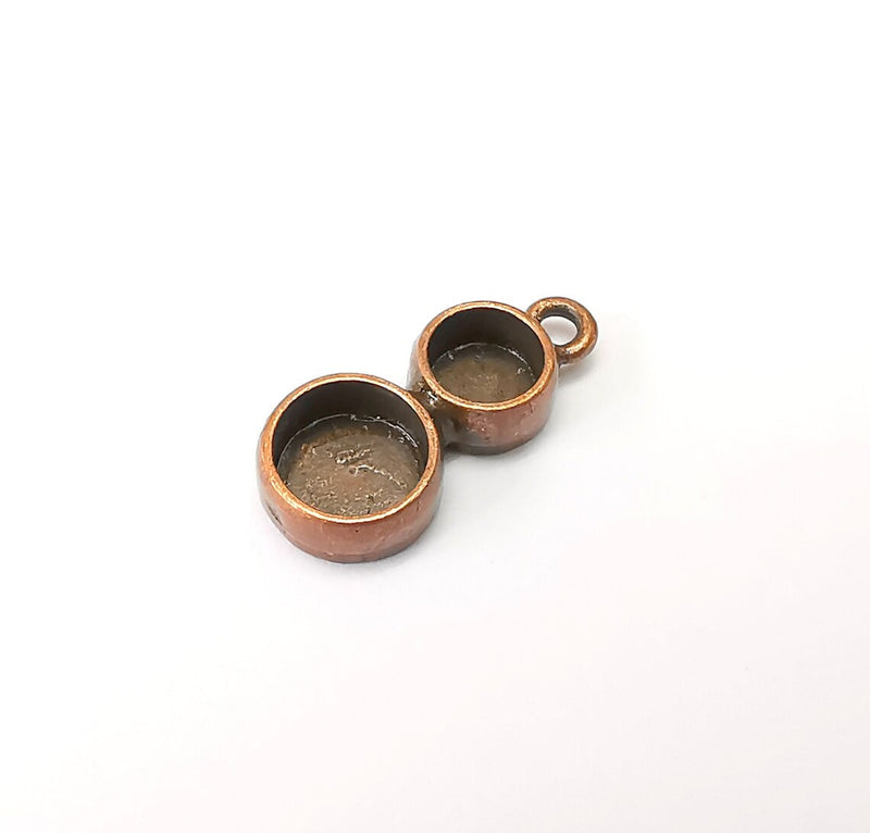 Round Pendant Blanks, Resin Bezel Bases, Mosaic Mountings, Dry flower Frame, Polymer Clay base, Antique Copper Plated (6mm,8mm) G35384