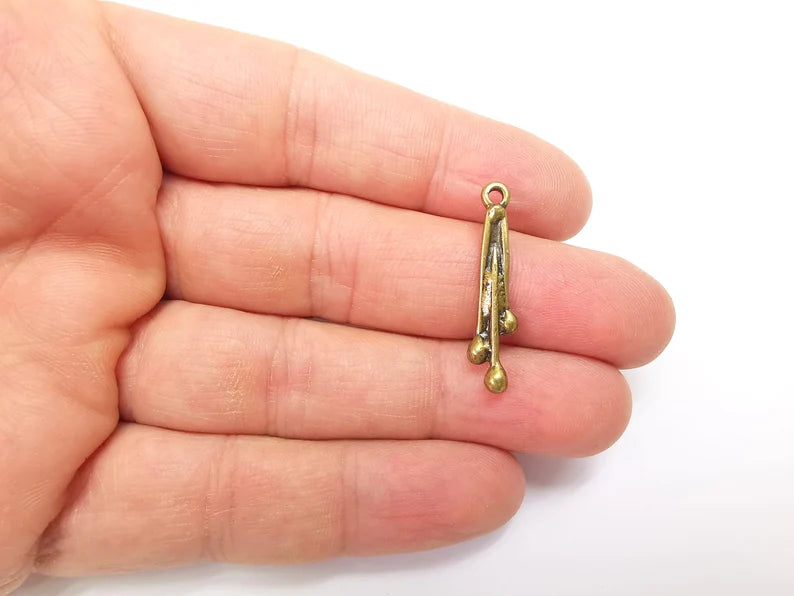 10 Bronze Dangle Charms, Boho Charms, Bracelet Charms, Earring Charms, Necklace Pendant Parts, Antique Bronze Plated 31x7mm G35403