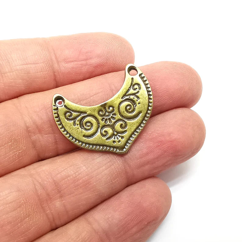 2 Textured Connector, Tail Jewelry Parts, Bronze Bracelet Component, Antique Bronze Plated Metal Findings (29x24mm) G35409