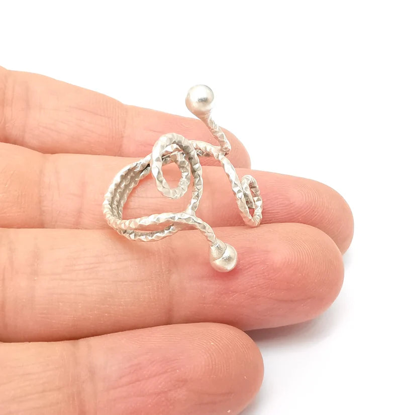 Silver Ring Setting, Wire Ring, Wrap Ring, Ring Mounting, Adjustable Antique Silver Plated Brass G35542