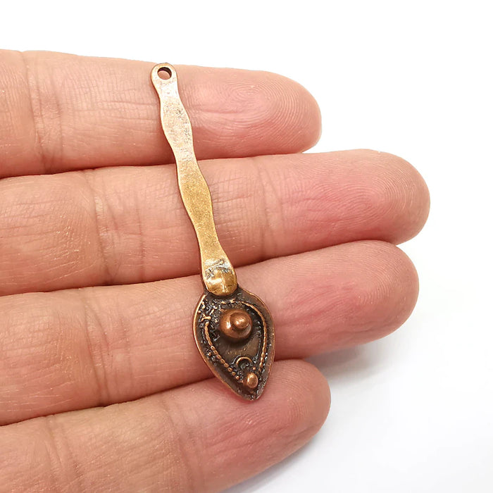 Spoon Charms, Stick Charm, Ethnic Charm, Rustic Charms, Stave Charms, Earring Parts, Antique Copper Plated 56x13mm G35455