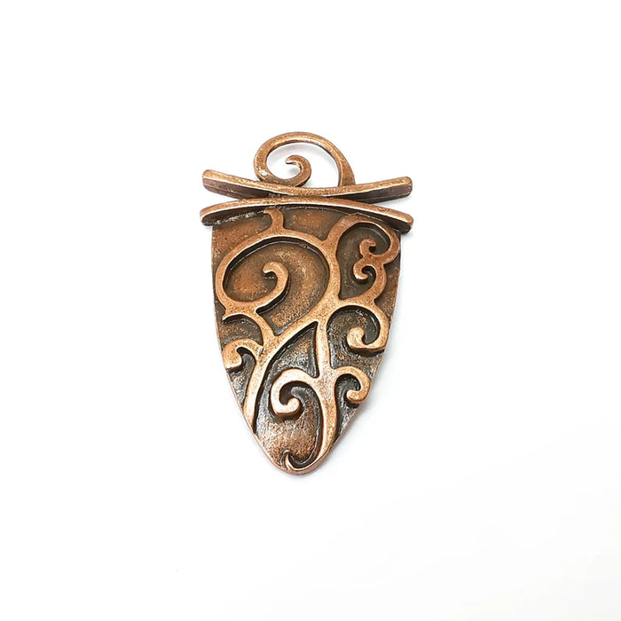 Copper Dangle Pendant, Rustic Pendant, Boho Charm, Earring Charm, Copper Pendant, Necklace Parts, Antique Copper Plated 62x35mm G35549