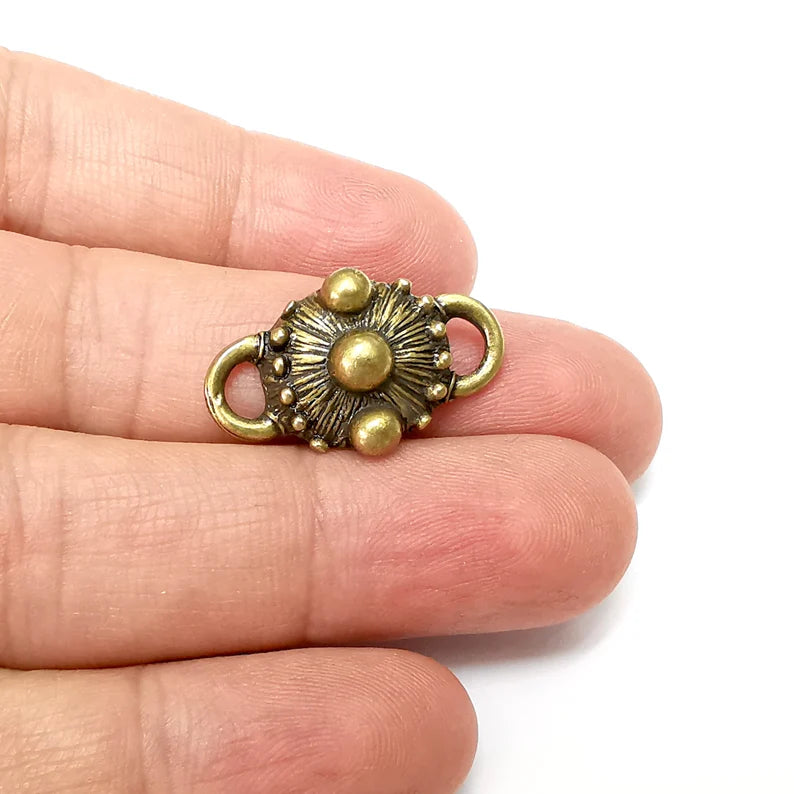 2 Bronze Rustic Connector, Jewelry Parts, Bronze Bracelet Component, Antique Bronze Finding, Antique Bronze Plated Metal (27x16mm) G35556