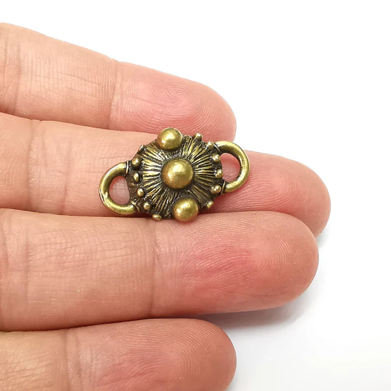 2 Bronze Rustic Connector, Jewelry Parts, Bronze Bracelet Component, Antique Bronze Finding, Antique Bronze Plated Metal (27x16mm) G35556