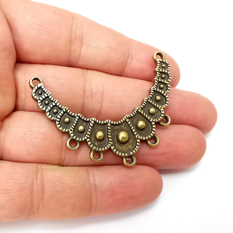 Bronze Connector, Necklace Parts, Collar Jewelry Parts, Pendant Component, Antique Bronze Finding, Antique Bronze Plated (53x34mm) G35560