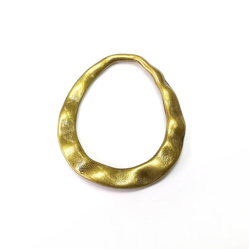Drop Wavy Frame Connector, Jewelry Parts, Bronze Bracelet Component, Antique Bronze Findings, Antique Bronze Plated Metal (53x46mm) G35457