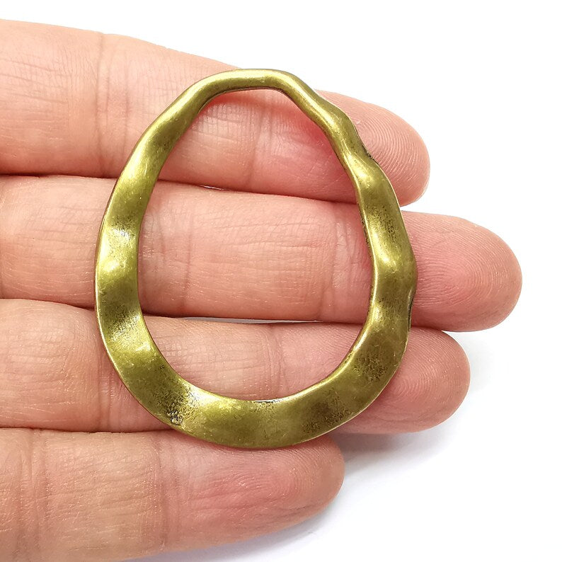 Drop Wavy Frame Connector, Jewelry Parts, Bronze Bracelet Component, Antique Bronze Findings, Antique Bronze Plated Metal (53x46mm) G35457