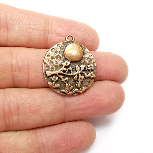 Copper Branch Moon Charms, Baroque Charms, Earring Charms, Copper Rustic Pendant, Necklace Parts, Antique Copper Plated 28x24mm G35461