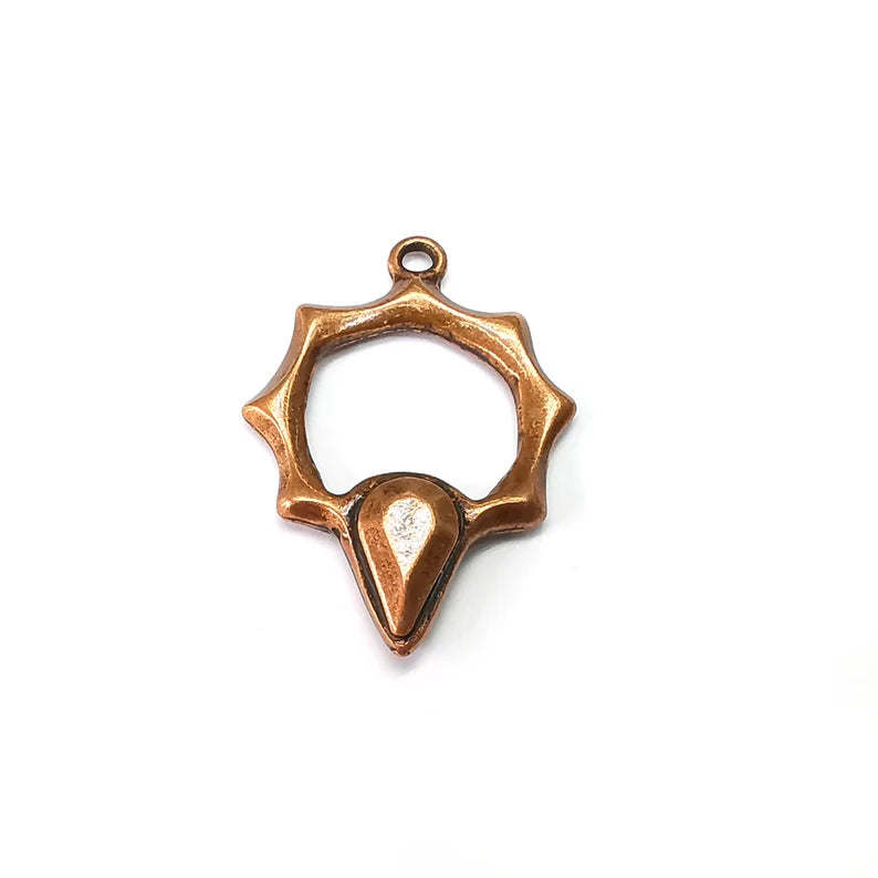 Copper Star Pear Charms, Baroque Charms, Earring Charms, Copper Rustic Pendant, Necklace Parts, Antique Copper Plated 36x26mm G35462