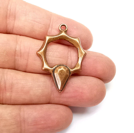 Copper Star Pear Charms, Baroque Charms, Earring Charms, Copper Rustic Pendant, Necklace Parts, Antique Copper Plated 36x26mm G35462