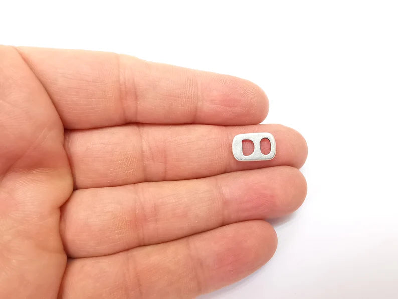 5 Two Hole Connector, Rectangle Jewelry Parts, Silver Bracelet Component, Antique Silver Finding, Antique Silver Plated Metal (14x9mm) G35467