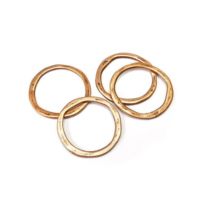 5 Hoop Frame, Connector , Round Charms Jewelry Parts, Bracelet Component, Antique Copper Plated Metal Finding (26mm) G35473