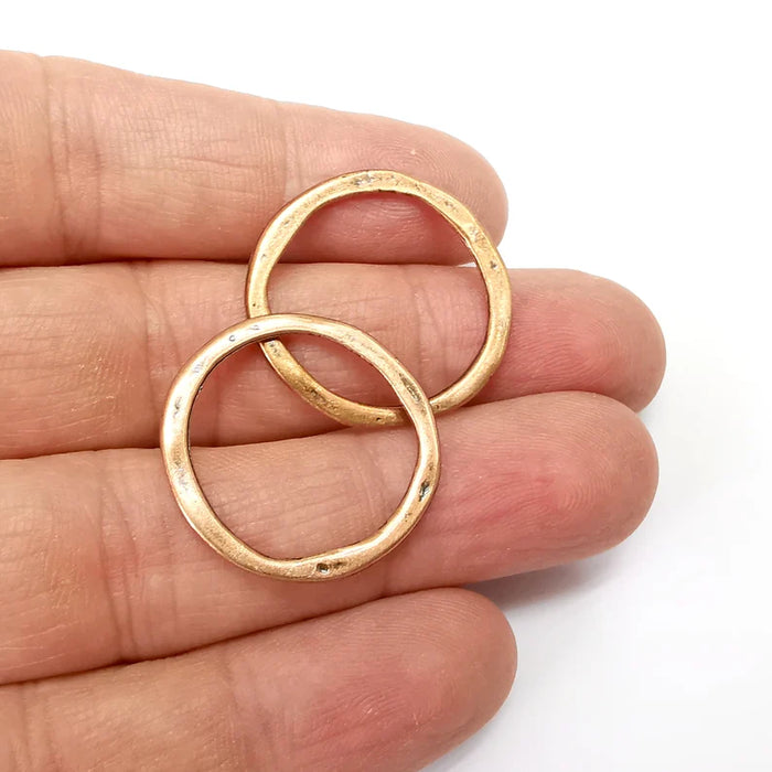 5 Hoop Frame, Connector , Round Charms Jewelry Parts, Bracelet Component, Antique Copper Plated Metal Finding (26mm) G35473