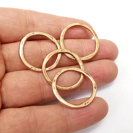 5 Hoop Frame, Connector , Round Charms Jewelry Parts, Bracelet Component, Antique Copper Plated Metal Finding (26mm) G35473