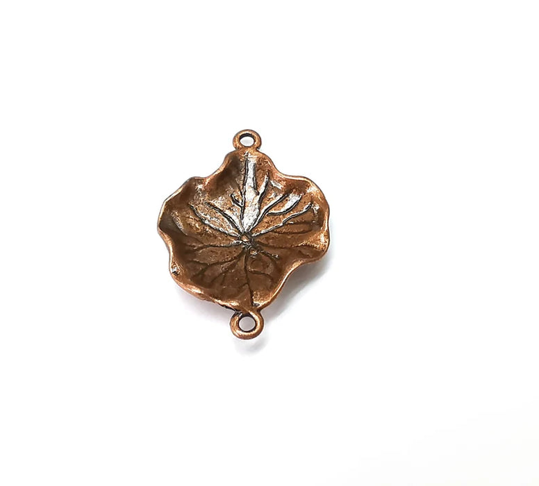 2 Copper Leaf Connector, Jewelry Parts, Copper Bracelet Component, Antique Copper Finding, Antique Copper Plated Metal (31x22mm) G35569