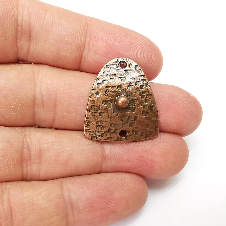 2 Two Hole Connector, Copper Jewelry Parts, Copper Bracelet Component, Antique Copper Finding, Antique Copper Plated Metal (26x23mm) G35570