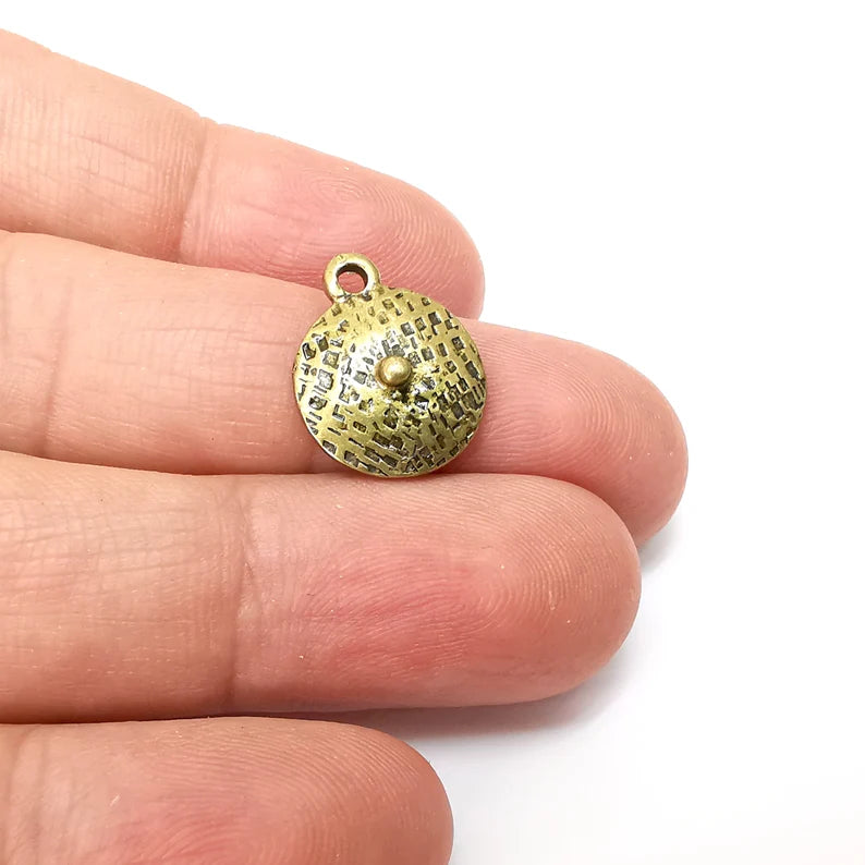 5 Bronze Dangle Charms, Boho Charms, Rustic Charms, Earring Charms, Bronze Pendant, Necklace Parts, Antique Bronze Plated 18x14mm G35573