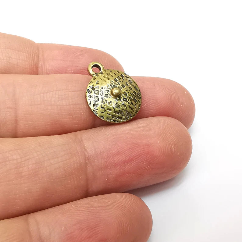 5 Bronze Dangle Charms, Boho Charms, Rustic Charms, Earring Charms, Bronze Pendant, Necklace Parts, Antique Bronze Plated 18x14mm G35573