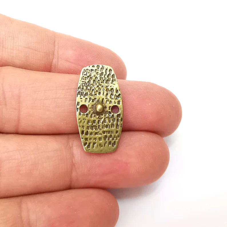 5 Two Hole Connector, Bronze Jewelry Parts, Bronze Bracelet Component, Antique Bronze Finding, Antique Bronze Plated Metal (25x13mm) G35574