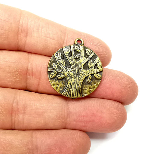 Bronze Tree Leaf Charms, Earring Charms, Dangle Pendant, Locket Pendant, Necklace Pendant, Antique Bronze Plated Metal 31x27mm G35475