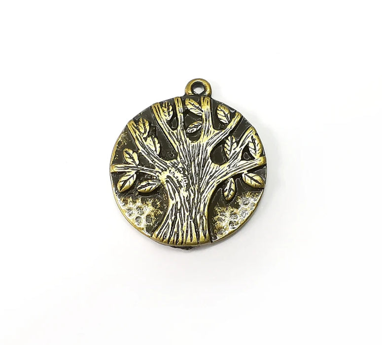 Bronze Tree Leaf Charms, Earring Charms, Dangle Pendant, Locket Pendant, Necklace Pendant, Antique Bronze Plated Metal 31x27mm G35475