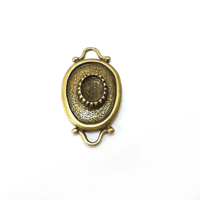 Bronze Dangle Charms Blank, Earring Charms Base, Cabochon Bezel, inlay Mounting, Resin Necklace, Antique Bronze Plated Brass 39x22mm G35576