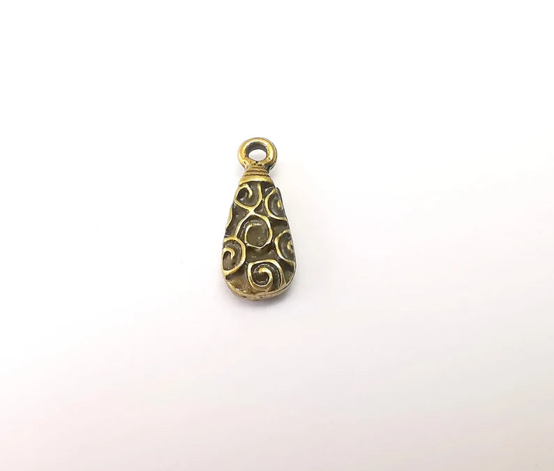 5 Bronze Drop Charms, Boho Charms, Bracelet Charms, Bronze Pendant, Necklace Parts, Antique Bronze Plated 20x8mm G35480