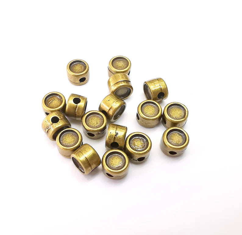 10 Bronze Beads, Round Bronze Beads, Bracelet Beads, Round Hole Beads, Necklace Beads, Antique Bronze Plated Metal 7mm G35481