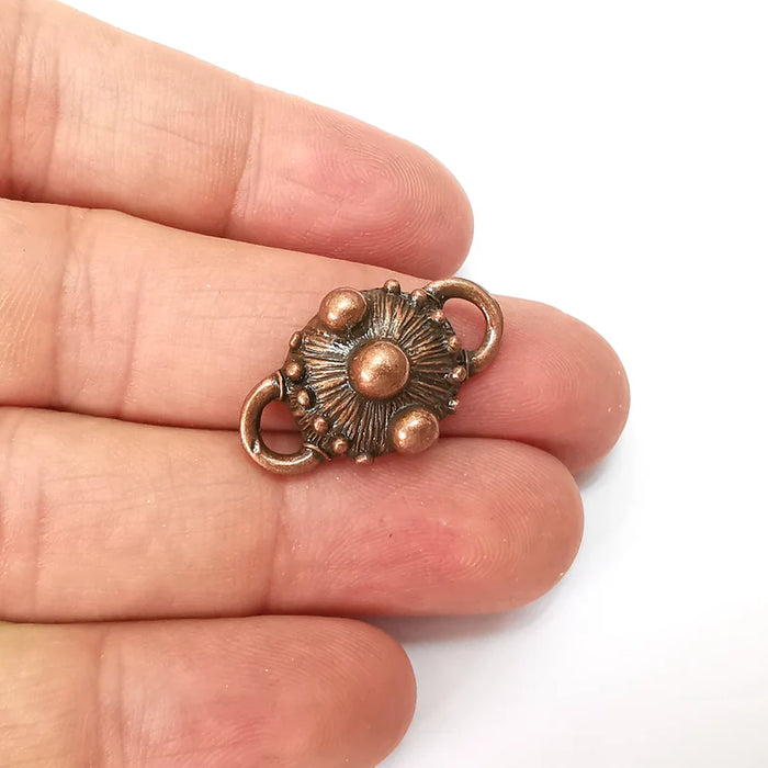 2 Copper Rustic Connector, Jewelry Parts, Copper Bracelet Component, Antique Copper Finding, Antique Copper Plated Metal (27x16mm) G35584