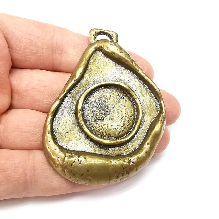 Organic Pendant Blank, Cabochon Bezel, Locket Pendant Base, inlay Mountings, Resin Necklace, Antique Bronze Plated Metal (24mm blank) G35487