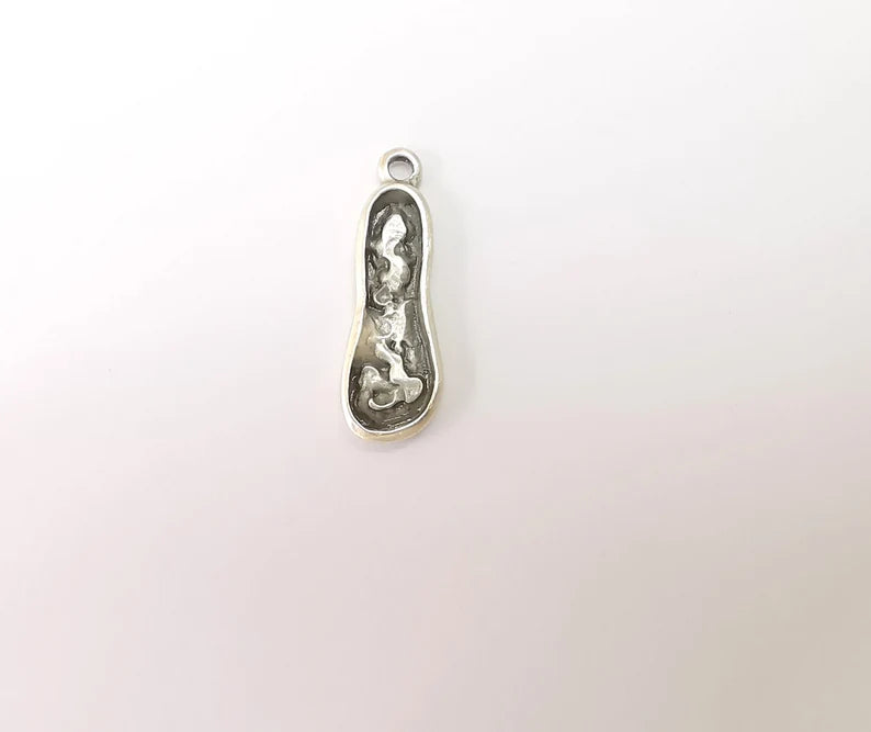 2 Silver Dangle Charms, Boho Charms, Rustic Charms, Earring Charms, Silver Pendant, Necklace Parts, Antique Silver Plated 27x9mm G35496