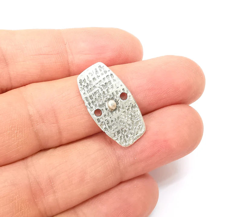 5 Two Hole Connector, Silver Jewelry Parts, Silver Bracelet Component, Antique Silver Finding, Antique Silver Plated Metal (25x13mm) G35497