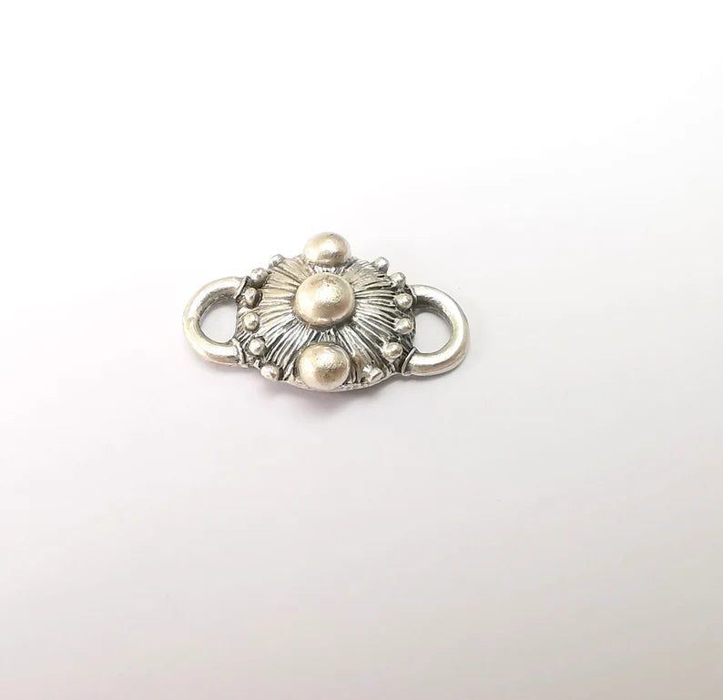 2 Silver Rustic Connector, Jewelry Parts, Silver Bracelet Component, Antique Silver Finding, Antique Silver Plated Metal (27x16mm) G35506