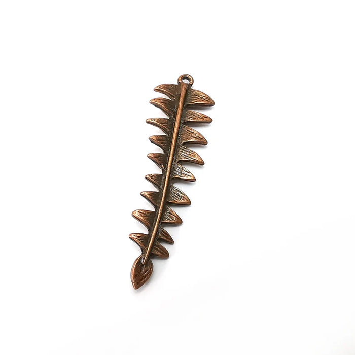 Copper Fern Charms, Boho Charm, Rustic Charm, Earring Charm, Copper Pendant, Necklace Parts, Antique Copper Plated 57x16mm G35591