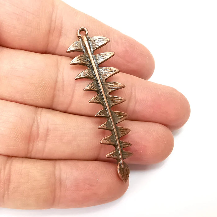 Copper Fern Charms, Boho Charm, Rustic Charm, Earring Charm, Copper Pendant, Necklace Parts, Antique Copper Plated 57x16mm G35591
