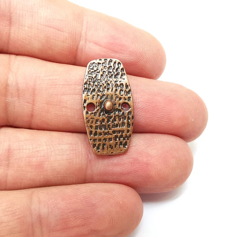 5 Two Hole Connector, Copper Jewelry Parts, Copper Bracelet Component, Antique Copper Finding, Antique Copper Plated Metal (25x13mm) G35599