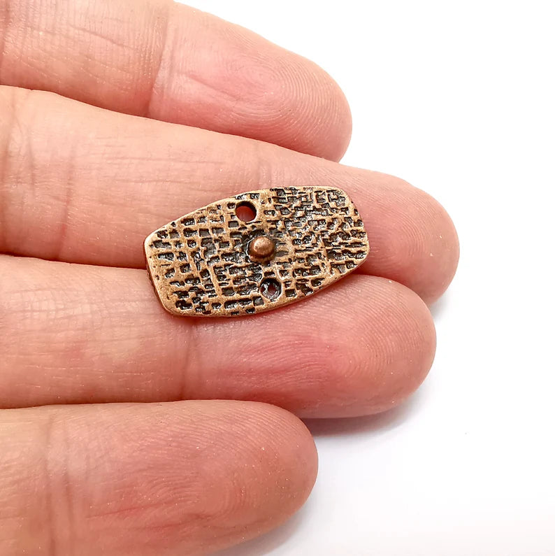 5 Two Hole Connector, Copper Jewelry Parts, Copper Bracelet Component, Antique Copper Finding, Antique Copper Plated Metal (25x13mm) G35599