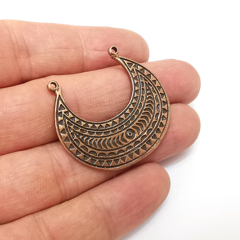 Copper Connector Charms, Baroque Charms, Middle Two Hole Charms, Copper Rustic Pendant, Necklace Parts, Antique Copper Plated 39x35mm G35533