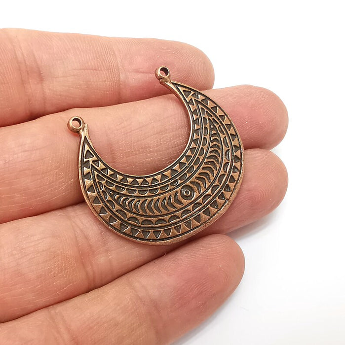 Copper Connector Charms, Baroque Charms, Middle Two Hole Charms, Copper Rustic Pendant, Necklace Parts, Antique Copper Plated 39x35mm G35533