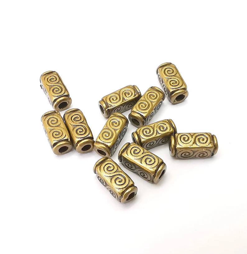 Bronze Beads, Indian bead, Tribal bead, Native Bead, African Bead, Bracelet Beads, Necklace Beads, Antique Bronze Plated 10x4mm G35683