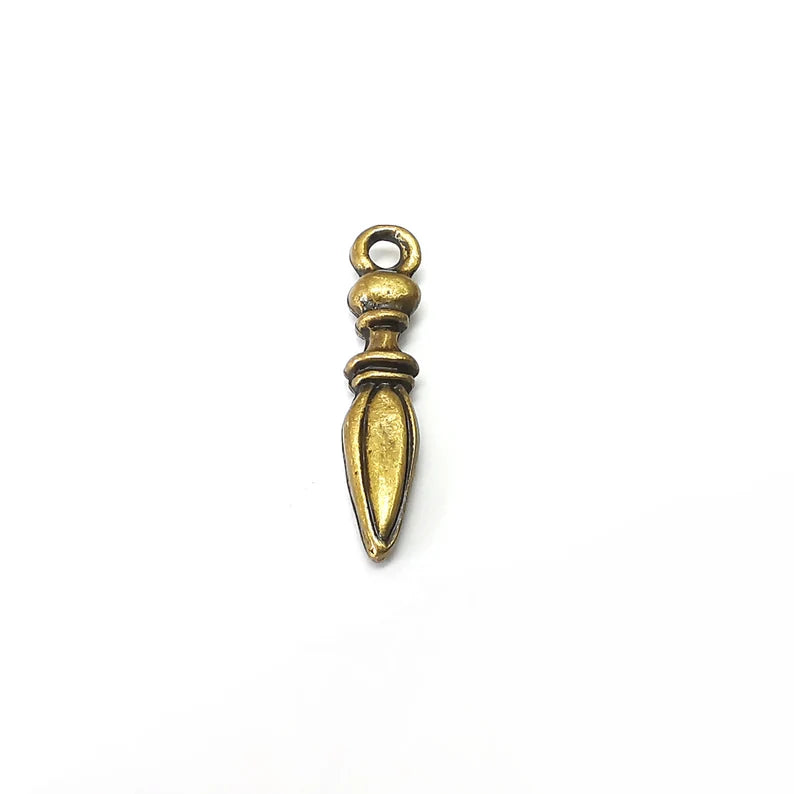 5 Bronze Spike Charms, Stalactite Charms, Bracelet Charms, Earring Charms, Boho Charms, Spear charms, Antique Bronze Plated (29x5mm) G35695