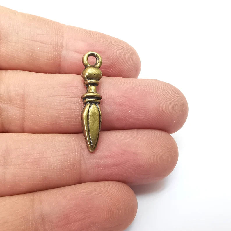 5 Bronze Spike Charms, Stalactite Charms, Bracelet Charms, Earring Charms, Boho Charms, Spear charms, Antique Bronze Plated (29x5mm) G35695
